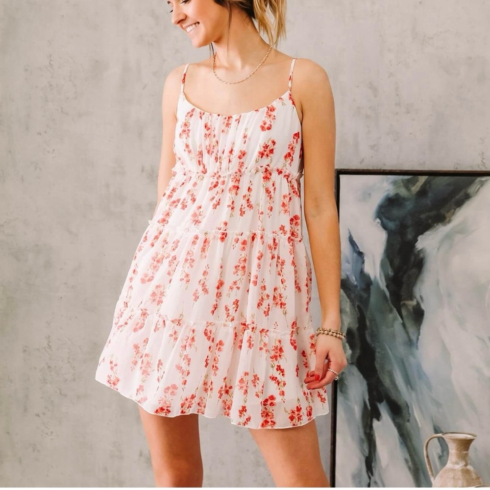 Buckle Trixxi-sheer-floral-tiered-overlay-mini-dress size M